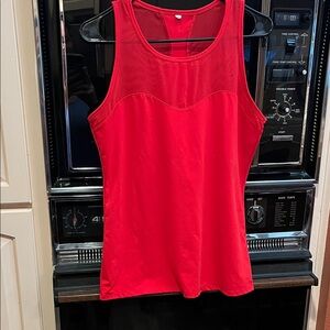Fabletics Bright Red Mesh-Yoke Athletic Tank